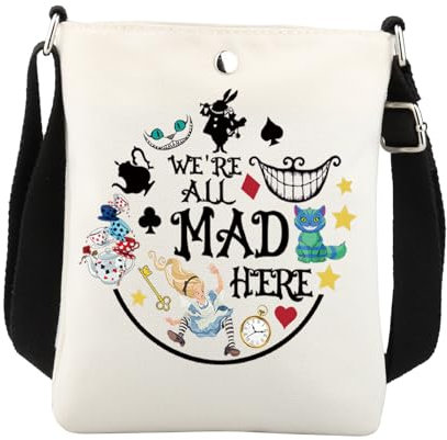 Alice Crossbody Bag Princess Alice Gifts Alice Inspired Gift Alice and Wonderland Gifts We're All Mad Here Handy Geldbörse, weiß, 8.26*5.9 inches