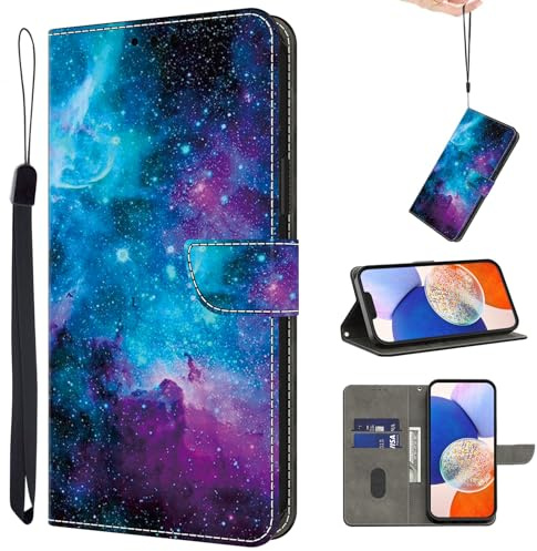 TUOLISG Hülle für Xiaomi Redmi Note 14 Pro/Pro+ 5G - Sternenklarer Himmel | Klapphülle Klappbar Leder Schutzfolie Kartenfach, Standfunktion Stoßfest Schutzhülle Tasche Flip Handytasche Cover