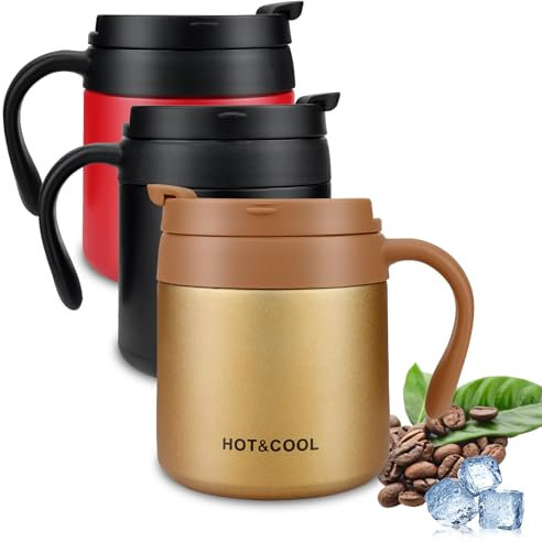 BEIJIE Coffee Mug, Stainless Steel Insulated Coffee Cup 350ml/12oz, Small Double Walled Vacuum Insulation Travel Mug for Hot & Cold Drinks, Portable Thermal Mug for Car Office Outdoor, Gold