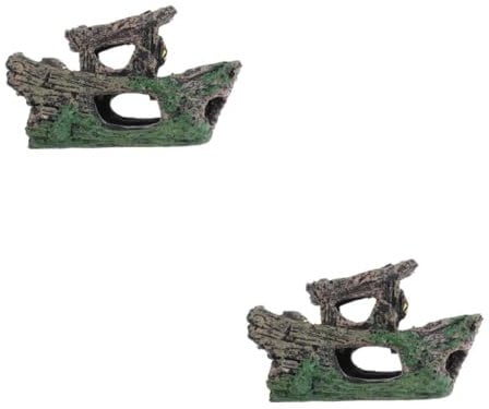 VANZACK 2pcs Fish Tank Shipwreck Landscaping Aquarium Decoration Fish Tank Decoration Animal Shelter Aquarium Décor Betta Fish Tank Fish Tank Ornaments Aquarium Rock Tree Trunk Decor Resin