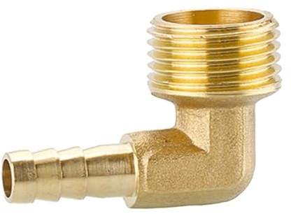 MOUMOUTEN Brass 1/2 Hose Barb Elbow 90 Degree L Right Angle Barbed Fitting, Male Thread Barb Splicer Mender Joiner Hose Fitting Adapter Connector for Air Water Oil（8MM）