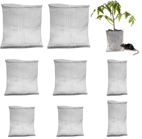 8 Stück Wurzelschutz aus Edelstahl für Pflanzen, Wühlmauskorb aus Edelstahl 25×23cm/30×15cm/35×35cm/45×40cm, Pflanzkorb Wühlmausschutz, Wurzelschutz für Schutz der Wurzeln von Bäumen, Gemüse, Blumen