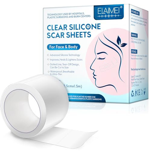 Feuilles de cicatrice en silicone - Patchs Réparateurs Transparents en Silicone 2,5x150cm – Atténue les Marques Cutanées, Uniformise le Teint et la Texture – Adhésifs Discrets au Quotidien