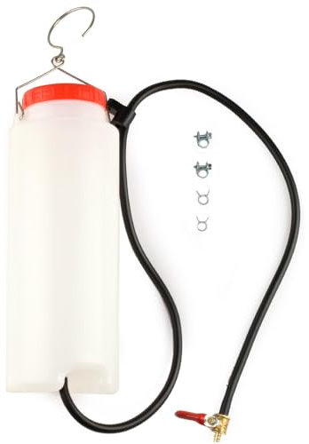 Hilfstank mit Absperrhahn 2L, Ersatz Kraftstofftank für Motorrad Wartung, Vergaser Synchronisation und Tuning, inkl Schlauch und Aufhängehaken, aus benzinresistentem Kunststoff