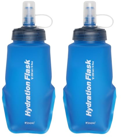 Azarxis Bouteille d'eau Souple Flasque Running Gourde Souple Pliable Poche Hydratation pour Randonnée Marathon (Bleu, 250 ml - 2 Pièces)