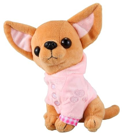 Zunetsutock Chihuahua Plüsch 17 cm – Niedliches Rosa Spielzeug | Flauschige Puppe für Kinder, weicher kuscheliger Begleiter, dekoratives Accessoire für Zimmer, liebevolles Geschenk für Welpen und