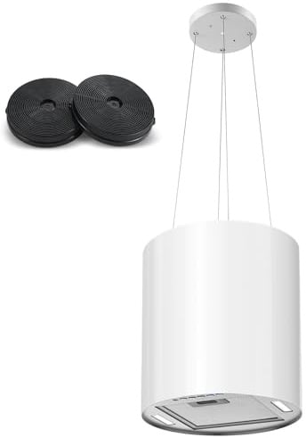 SNDOAS Hotte Îlot Central 700 m³/h, Hotte Aspirante 35cm, 2 Filtres Charbon
