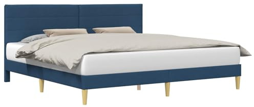 vidaXL Bettrahmen mit Kopfteil Blau 180 x 200 cm Stoff, Eleganter rechteckiger Bettgestell, modernes Schlafmöbel, stilvolles Schlafzimmer, langlebiges Design