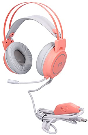 ChuyTrading Cuffie da gaming cablate con driver da 50 mm, cuffie per PC con audio stereo surround, illuminazione RGB e microfono omnidirezionale, plug and play per computer e laptop (Rosa)