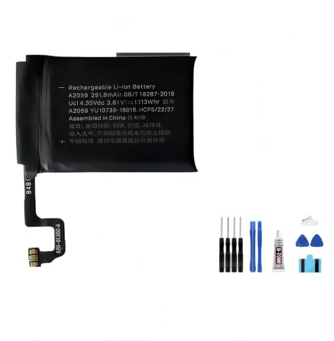 RUI XI Ersatz-LCD-Display für Apple Watch S4 40 mm A2058/S4 44 mm A2059, LCD-Display mit Touch-Digitizer und hochwertigem Akku + Werkzeug (für S4 40 mm Akku)