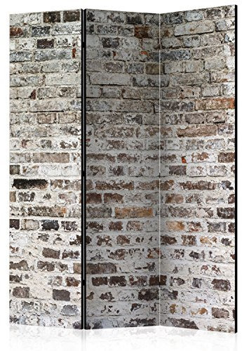 murando Raumteiler Ziegel-Optik Foto Paravent 135x172 cm einseitig auf Vlies-Leinwand Bedruckt Trennwand Spanische Wand Sichtschutz Raumtrenner grau f-A-0411-z-b