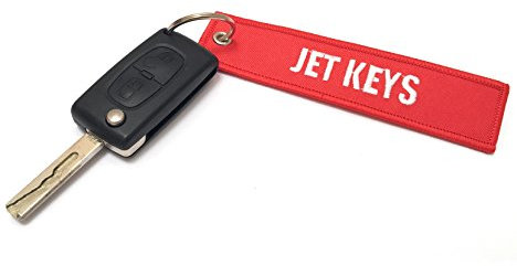 Porte-clés Jet Keys/Insert Before Flight | Étiquette de bagage | Rouge/Blanc, Rouge/blanc, 13 x 3 cm, Moderne