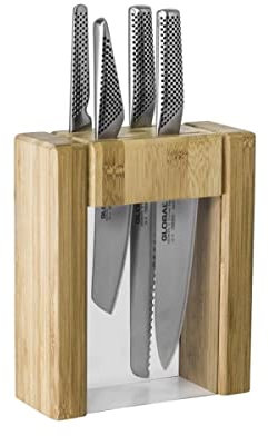 Global Bloc à couteaux Teikoku 5 pièces, Porte Couteau