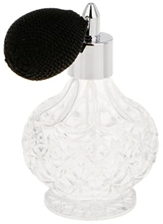Sharplace Vintage Carved Short Spray Glass Empty Refillable Crystal Perfume Bottle with Spray 100ml Home Decorative Bottle