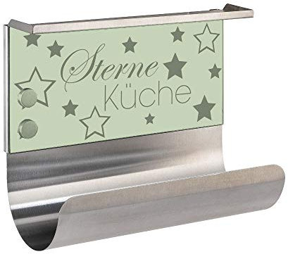 Wenko Edelstahl Küchenrollen-Halter Sterneküche, weiß, magnetisch, mit Regalboard