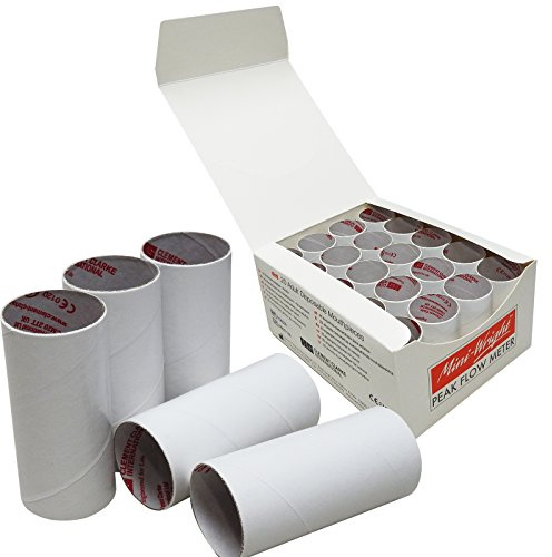 Mini Wright Peak Flow Meter Disposable Card Two Way Mouth Pieces, Full Box (20 Pieces)