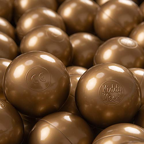 KiddyMoon 100 ∅ 7Cm Kinder Bälle Spielbälle Für Bällebad Baby Einfarbige Plastikbälle Made In EU, Golden