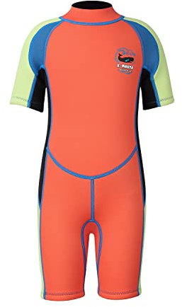 Gogokids Shorty Wetsuit Kids, 2.5mm Neoprene Thermal Short Wet Suit with Back Zipper, UV Protection Wetsuit for Boys & Girls Aged 3-10 for Swimming, Surfing, Snorkelling & Diving