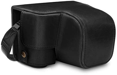 MegaGear MG1651 Ever Ready Leather Camera Case Compatible with Sony Alpha A6100, A6400 (16-50mm) - Black