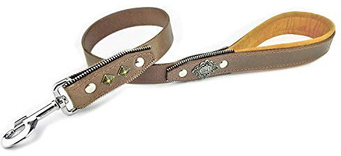 Bestia Aztec Leder Kurzleine mit schwerem Karabiner für große Hunde