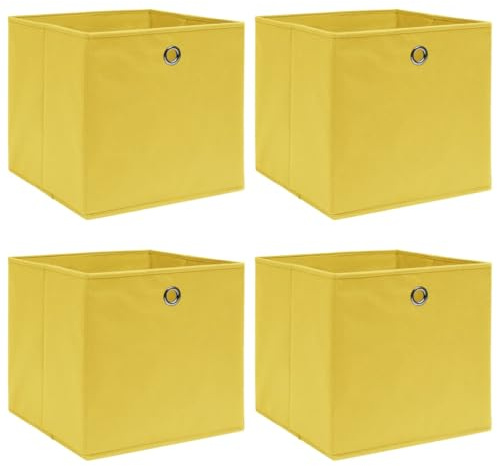 vidaXL 4X Aufbewahrungsbox Zusammenklappbar Spielkiste Regalkorb Faltkiste Korb Kinderbox Box Kiste Regalbox Staubox Gelb 32×32×32cm Stoff