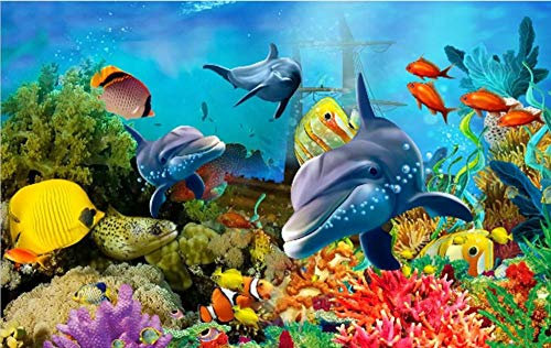 Fotomurales 3D 430x310 cm Peces Submarinos De Aguas Profundas Coral Papel pintado no tejido Decoración de Pared decorativos Murales