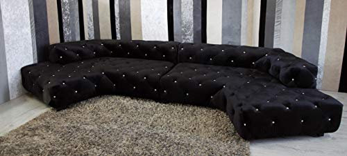jvmoebel Klassische Designer Chesterfield Samt Couch mit Kristallsteinen Wohnlandschaft