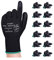 Donfri 12 Pairs PU Coated Safety Work Gardening Gloves Men High Performance EN388 Black Non-slip Protective Handling Gardening Builders Mechanic Breathable Washable (M/8)