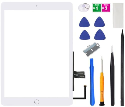Reemplazo de pantalla para iPad 6 (6ª generación) de 9.7 pulgadas, A1893 A1954 para iPad 6ª generación digitalizador 2018 Touch Glass con botón de inicio, kit de herramientas de reparación (blanco)