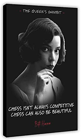YINGXI The Queen's Gambit TV-Serie Poster Beth Harmon Zitate Leinwand Wandkunst Dekor Druck Bild Gemälde für Wohnzimmer Schlafzimmer Dekorationsrahmen: 30 x 45 cm