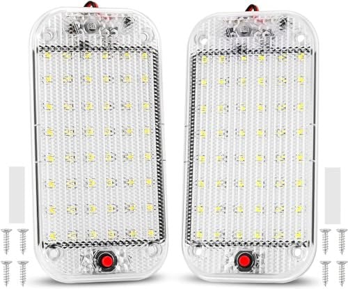 Thlevel 12V-85V Lumières Intérieure à 48 LED Lampe Eclairage Voiture Lumineuse avec Interrupteur pour Van Camping Bateau 2 Pièces