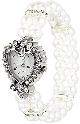VILLCASE 1 stück Simulation Perle Kette Uhr Elegante Frauen Watch Casual quarzuh Uhr