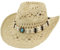 Chapeau de cowboy en paille cowboy panama avec bande occidentale unisexe taille unique homme femme pour été (XH-12503-BEIGE)