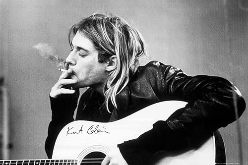 Theissen Classic Kurt Cobain B.&W Guitar Poster Nirvana Music Vintage Rock Posters Home Decor Rock Antique Band Posters - Matte Poster Frameless Gift 11 x 17 Zoll (28 cm x 43 cm)