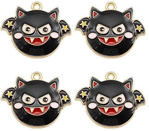 Julie Wang 20 Stück Emaille-Halloween-Monster-Geist-Bakterien-Charm-Anhänger für Schmuck, Halskette, Ohrring, Basteln, DIY-Ergebnisse