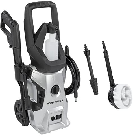 Powerplus Elektrischer Hochdruckreiniger POWXG90501-1800 Watt Terrassenreiniger, Start/Stopp-Funktion, Max. 140 Bar Druck und 50°C Temperatur, 6 m Schlauch und Zubehör inbegriffen