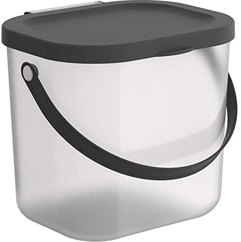 Rotho Albula Aufbewahrungsbox mit Deckel 6L Aufbewahrungsbox mit Griff Recycling-Kunststoff BPA-frei (transparent/anthrazit)
