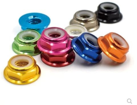 2-10 Stück Aluminiumflansch Nyloneinsatz Kontermutter M2 M2,5 M3 M4 M5 M6 M8 Eloxiert Mehrfarbig Bunte Muttern-M8 2 Stück, rot