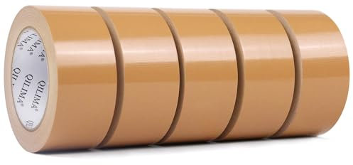 QILIMA Panzertape Braun Wasserfest 5 Rollen 48 mm x 27 m -Braun Panzertape Gewebeklebeband - Gewebeband - Panzerband Extra Stark - Wasserdichtes Klebeband- power Duct Tape