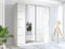 RAC3 Race to Road Modern Bedroom Sliding Wardrobe with LED Light - Ample Storage Space and Sleek Design comes in White/Grey/Black and Width 150cm/180cm/203cm (White, 150cm)
