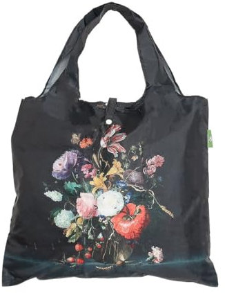ECO CHIC Grand Sac shopping pliable de la collection National Gallery (Fleurs dans un vase en verre de Jacob van Walscapelle)