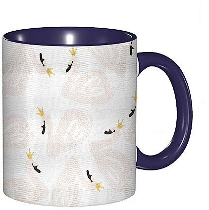 Tasse Keramik Doodle-Stil Pastellfarbe Schwan Cartoons Girly Style Kaffeetassen Große 330ml Mit Henkel 100% Handbemalt Trinkgläser Mit Griff Personalisierte Geschenk