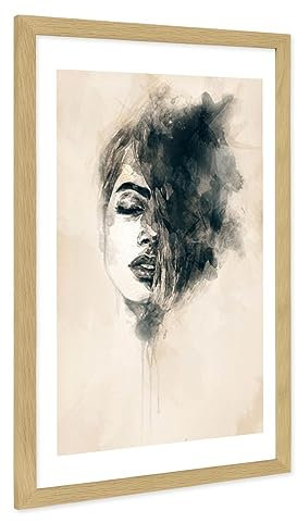 PHOTOLINI Bilderrahmen 40x60 Eiche Holz, breiter 40x60 cm Bilderrahmen mit bruchsicheres Acrylglas, Rahmen 60x40 Eiche zum Aufhängen & Zubehör - Fotorahmen für die stilvolle Wanddekoration
