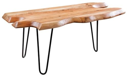 riess-ambiente.de Massivholz Couchtisch WILD 100cm Akazie Natur Hairpin Legs Baumkante