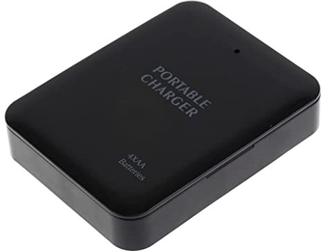 Tragbare USB Notfall 4x AA Batterie Powered Ladegerät Mit Taschenlampe - Schwarz