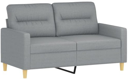 vidaXL Sofa 2-Sitzer, Loungesofa Couch mit Armlehnen Rückenkissen, Wohnzimmersofa Designsofa Metallgestell, Sitzmöbel Zweisitzer, Modern, Hellgrau Stoff