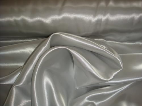 Satin Stoff Meterware 150 cm Breit Deko, Basteln (Silber)