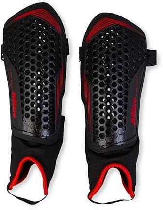 Mitre Aircell, extrem atmungsaktiv, Leichter und zuverlässiger Schienbeinschoner mit Knöchelschutz Fußball-Schienbeinschoner für Unisex Erwachsene, Schwarz/Rot, L