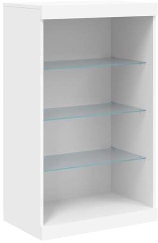 vidaXL Sideboard, Kommode mit viel Stauraum, Highboard Schrank mit LED-Leuchten, Anrichte Beistellschrank Standschrank, Modern, Weiß