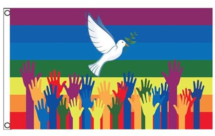 Stormflag Regenbogen Fahne, Dekorative Fahne 90x150cm Peace Fahne Peace Flagge,Friedenstaube Flagge 3x5ft Polyester 90g mit Ösen mit Doppelnadel